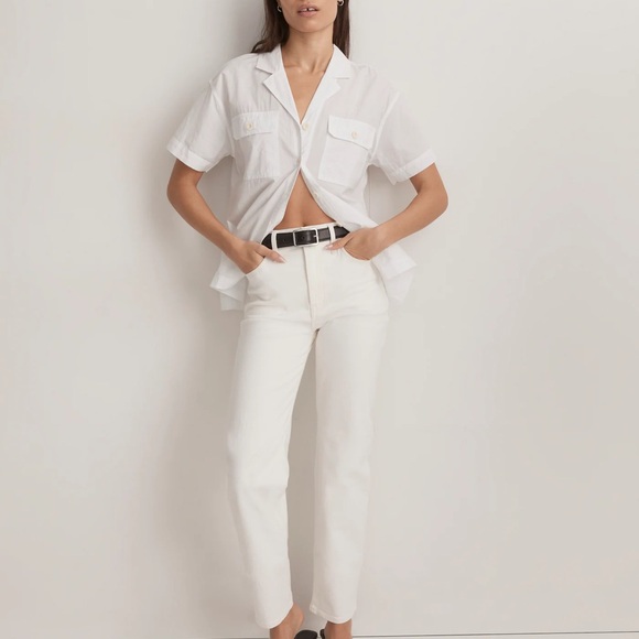 Madewell Signature Poplin Camp Shirt white button large - Picture 3 of 6